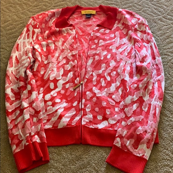 St. John sweater size Large orange and white